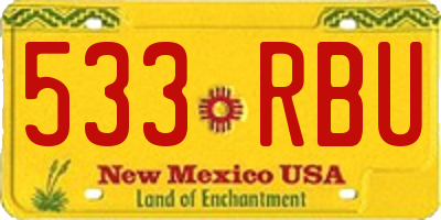NM license plate 533RBU