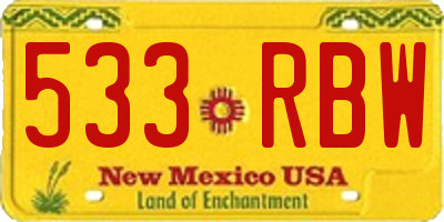 NM license plate 533RBW