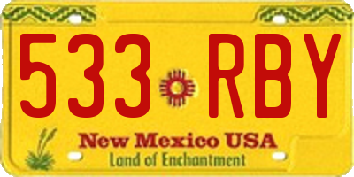 NM license plate 533RBY
