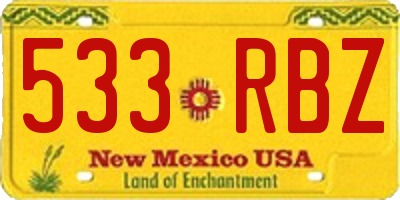 NM license plate 533RBZ