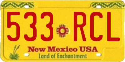 NM license plate 533RCL