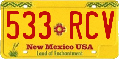 NM license plate 533RCV