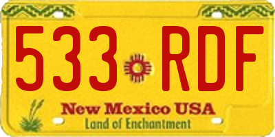 NM license plate 533RDF