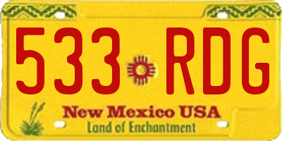 NM license plate 533RDG