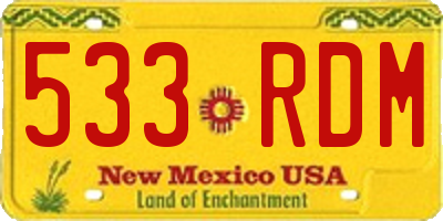 NM license plate 533RDM