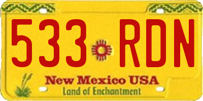 NM license plate 533RDN