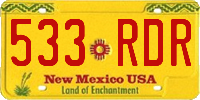 NM license plate 533RDR