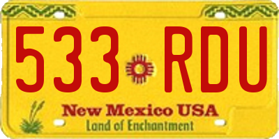NM license plate 533RDU