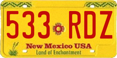 NM license plate 533RDZ