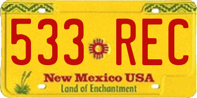 NM license plate 533REC