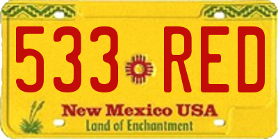 NM license plate 533RED