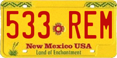 NM license plate 533REM