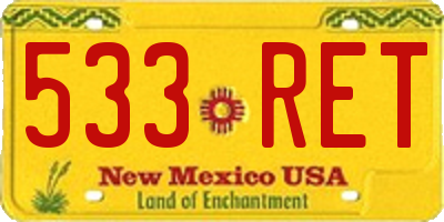 NM license plate 533RET