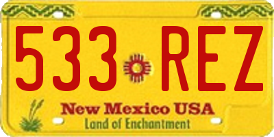 NM license plate 533REZ