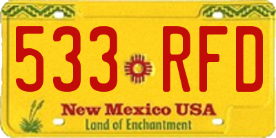 NM license plate 533RFD