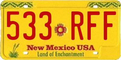 NM license plate 533RFF