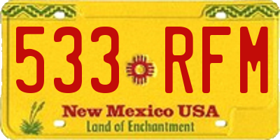 NM license plate 533RFM