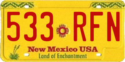 NM license plate 533RFN