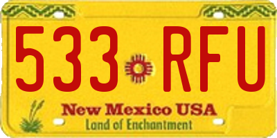 NM license plate 533RFU