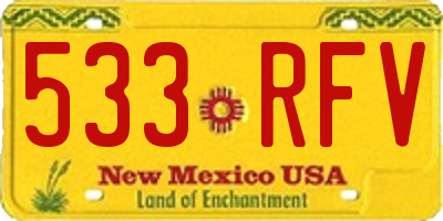 NM license plate 533RFV