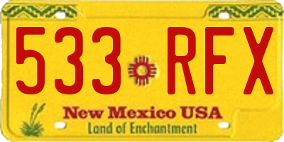 NM license plate 533RFX
