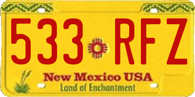 NM license plate 533RFZ