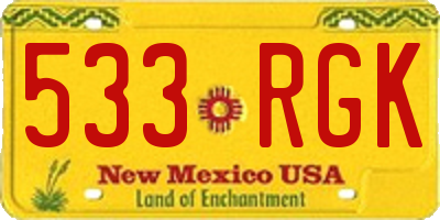 NM license plate 533RGK