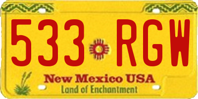 NM license plate 533RGW