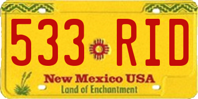 NM license plate 533RID