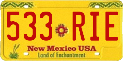 NM license plate 533RIE