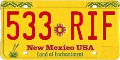NM license plate 533RIF