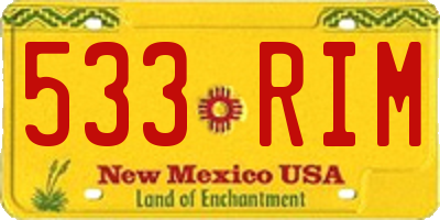 NM license plate 533RIM