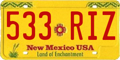 NM license plate 533RIZ