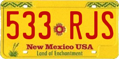 NM license plate 533RJS