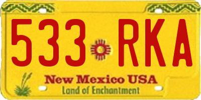 NM license plate 533RKA