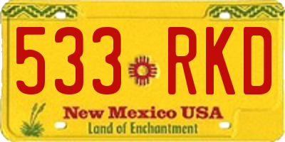 NM license plate 533RKD