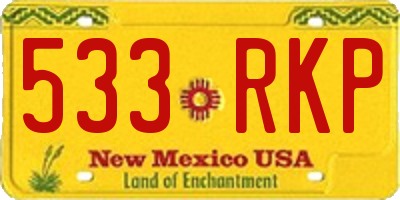 NM license plate 533RKP
