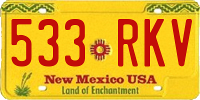 NM license plate 533RKV