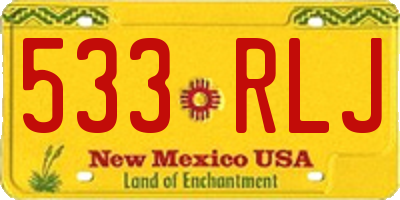 NM license plate 533RLJ