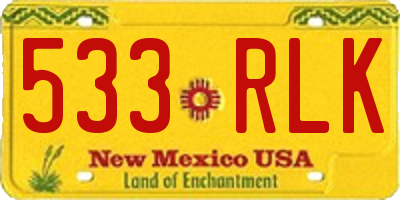 NM license plate 533RLK