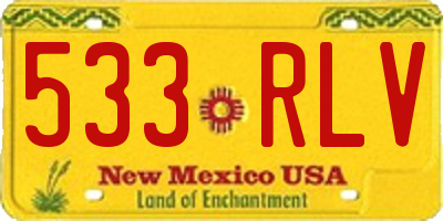 NM license plate 533RLV