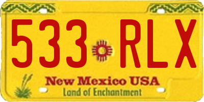 NM license plate 533RLX