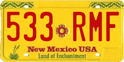 NM license plate 533RMF