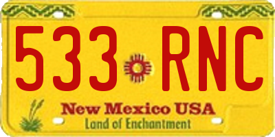 NM license plate 533RNC