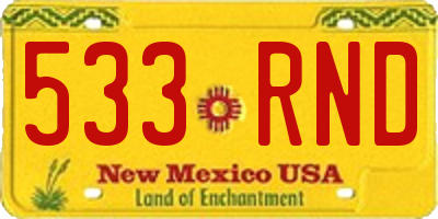 NM license plate 533RND