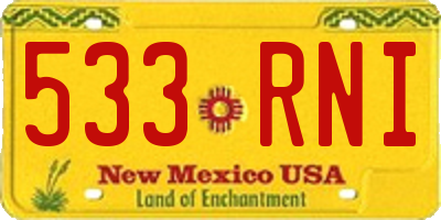 NM license plate 533RNI