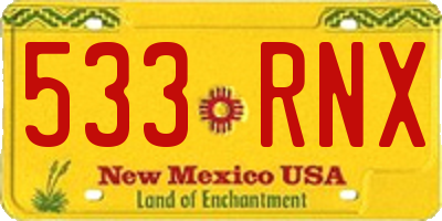 NM license plate 533RNX