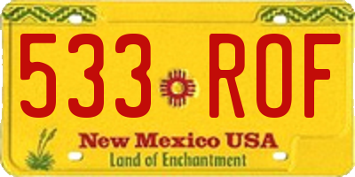 NM license plate 533ROF
