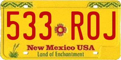 NM license plate 533ROJ