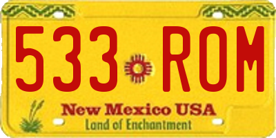 NM license plate 533ROM